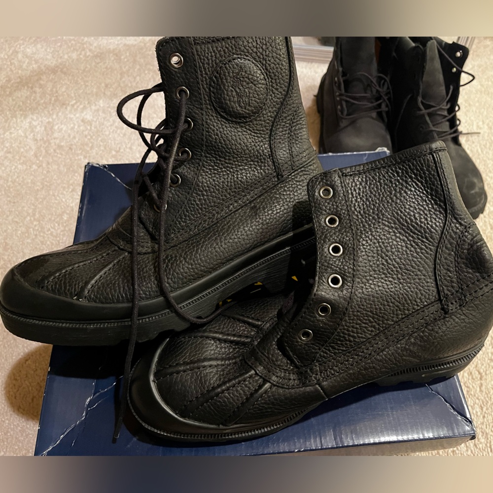 Polo by Ralph Lauren Black Textured Men's Boots